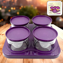 Airtight Plastic 4 Pc Storage Container Set, With Tray Dry Fruit Plastic Storage Container Tray Set With Lid & Serving Tray For Kitchen - Justgrabit Inc.