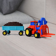 Plastic Tractor Toy Friction Powered Tractor with Bricks Trolley (1 Pc) - justgrabit.in | Just Grab It