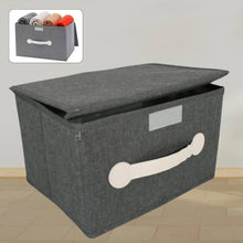 Small Foldable Storage Box With Lid And Handles, Cotton And Linen Storage Bins And Baskets Organizer For Nursery, Closet, Bedroom, Home (28×20×16 Cm / 1 pc) - Justgrabit Inc.