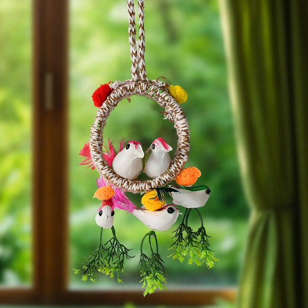 Home Decoration Bird Nest Decor Lovely Beautiful Artificial Birds Jute Nest Hanging for Balcony and Garden Decoration |Home Decor Wall Hanging Decorative Showpiece (1 Pc / Mix Color) - Justgrabit Inc.
