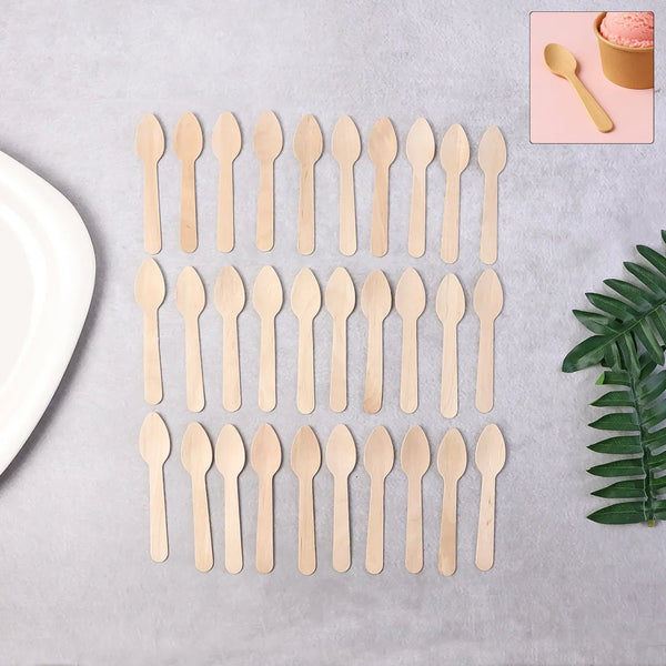 110mm Wooden Tea Spoon – 30 Pcs Pack - justgrabit.in | Just Grab It