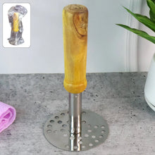 Stainless Steel Potato Masher, Pav Bhaji Masher with wooden handle - Justgrabit Inc.