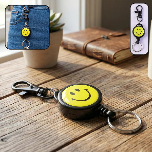 Smiley Face Retractable Keychain (1 Pc) - justgrabit.in | Just Grab It