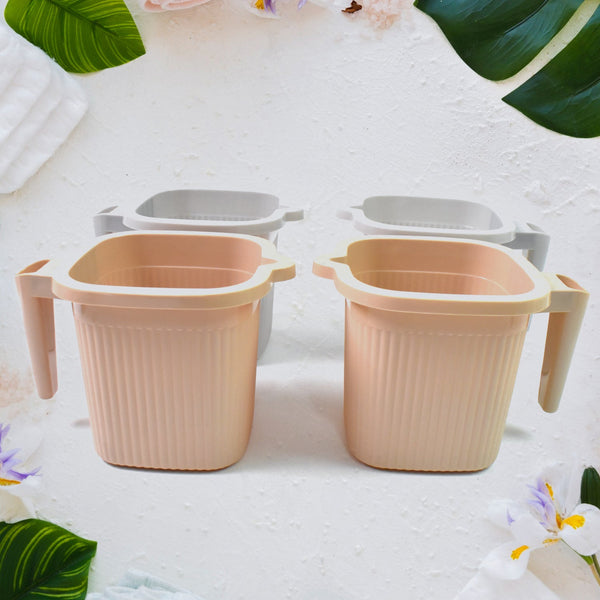 Plastic Square Bath Water Mug (4 Pc / 1000 ML / Mix Color) - justgrabit.in | Just Grab It