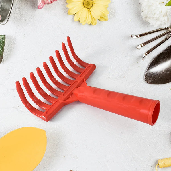 Heavy Duty Plastic Garden Hand Rake – 9 - Tooth Cultivator Tool (1 Pc) - Justgrabit Inc.