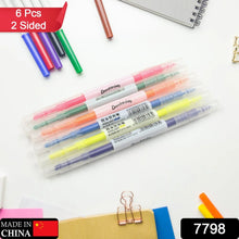 Dual - Headed Highlighter 6 Colors Double head Highlighter Pen, Perfect for Bible Study, Classroom and office for Children and Students (6 Pc Set) - Justgrabit Inc.
