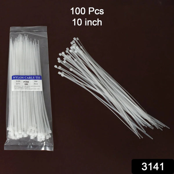 10Inch Nylon Self Locking Cable Ties, Heavy Duty Strong Zip Wire Tie. Pack of 100 - Black - Justgrabit Inc.