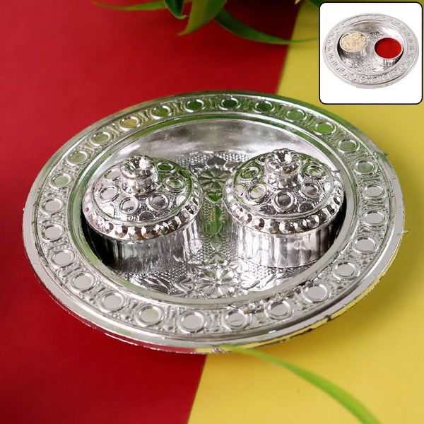 Round Shape Special Puja Thali, Kumkum Thali Holder (1 Pc / Small) - justgrabit.in | Just Grab It