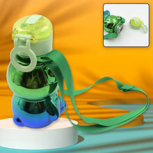 Cute Plastic Water Bottle with Strap & Stickers | Kids School Water Bottle with Straw (1 Pc) - Justgrabit Inc.
