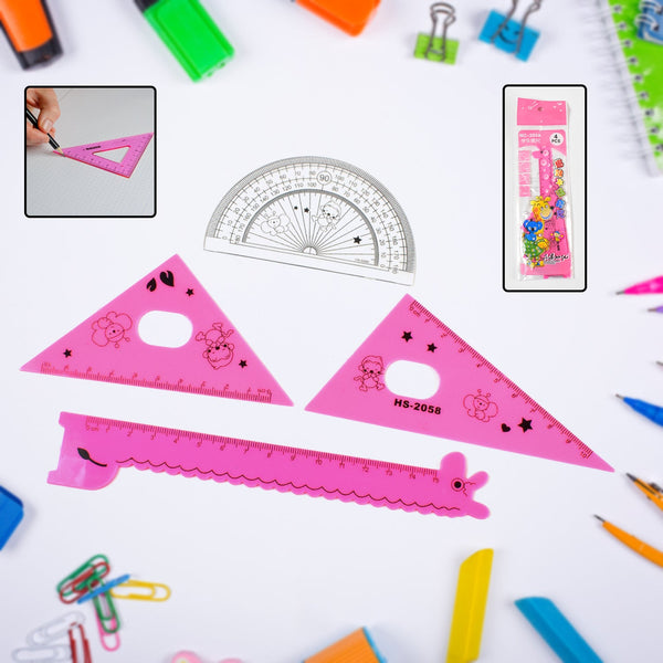 Cute Cartoon Giraffe Ruler / Scale Meter Ruler / Triangle Ruler (4 Pc Set) - justgrabit.in | Just Grab It