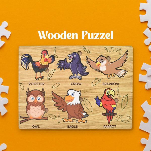 Wooden Bird Puzzle Learning Educational Board (1 Set / 28×20 Cm) - justgrabit.in | Just Grab It