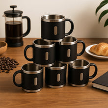 Apex Premium Stainless Steel Double Wall Coffee Mug Gift Set (6 Pc / 150 ML) - justgrabit.in | Just Grab It