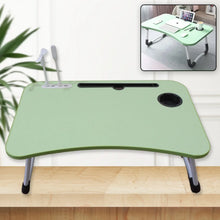 MultiPurpose Study Table Foldable Portable Notebook Bed Lap Desk Tray Stand Reading Holder with Coffee Cup Slot, Drawer, Fan, USB Cable & Light for Breakfast, Reading & Movie Watching (1 Pc Mix Color) - Justgrabit Inc.