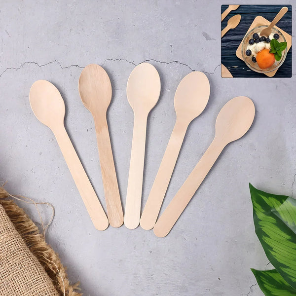 160mm Wooden Spoon – 30 Pcs Pack - justgrabit.in | Just Grab It