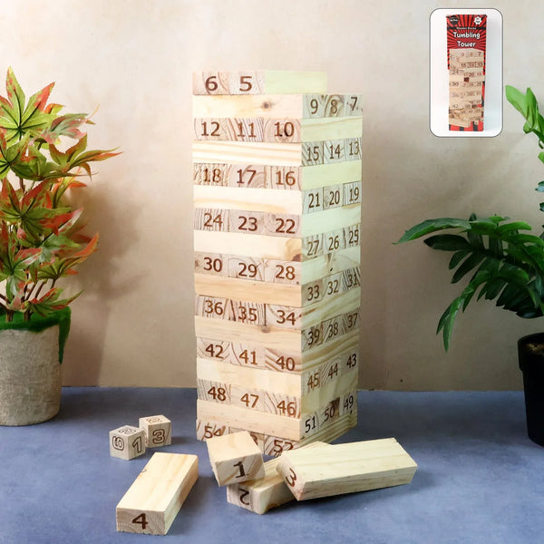 Numbered Wooden Tumbling Tower Game Set - justgrabit.in | Just Grab It