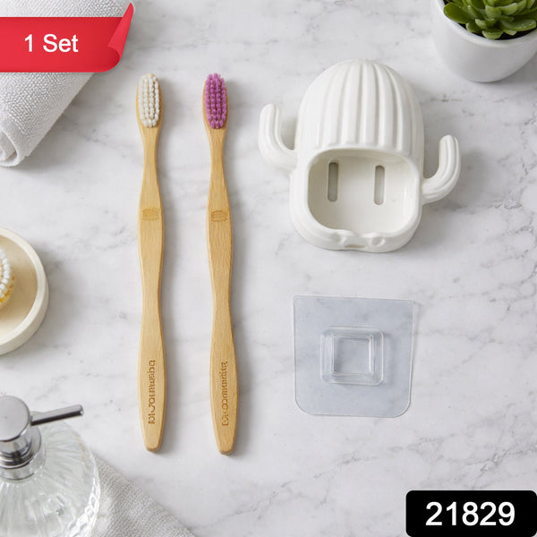 Premium Wall Mounted Toothbrush Holder Set (1 Set) - justgrabit.in | Just Grab It