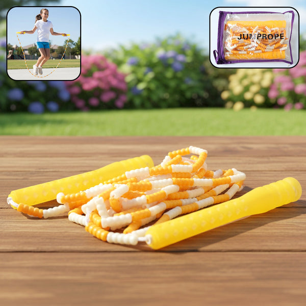 Yellow & White Beaded Skipping Jump Rope (1 Set) - justgrabit.in | Just Grab It