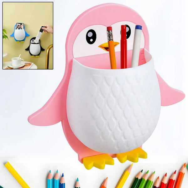 Penguin Storage Box, Adhesive Remote Case, Electric Toothbrushes Holder, Universal Controller Holder, Wall Nightstand, Office Plastic Wall Mount - Justgrabit Inc.
