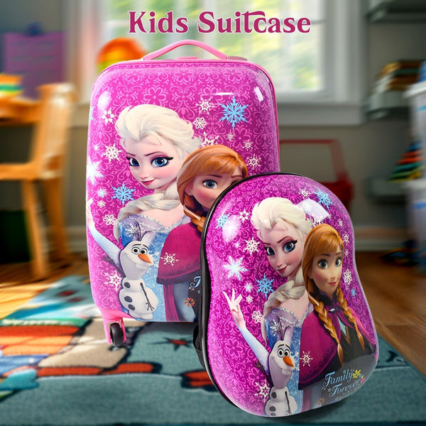 Kids Travel Suitcase with 4 Wheels – 1 Big + 1 Small Shoulder Bag (Set of 2) - justgrabit.in | Just Grab It
