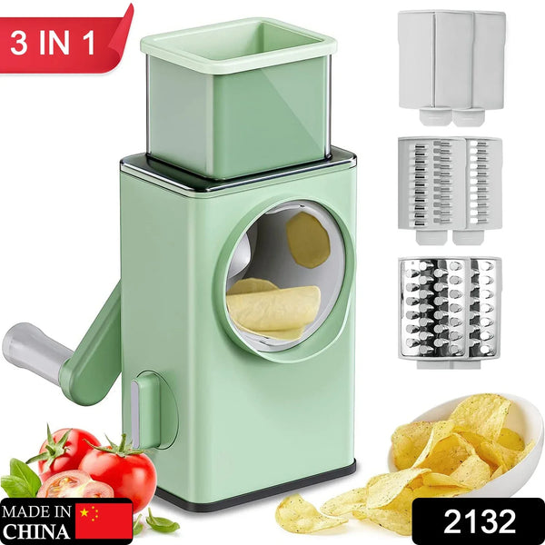Vegetable Shredder Round Mandolin Slicer, Grater, Shredder Salad Maker - Large Feed Port - Suction Base - Cutter for Vegetable, Fruit, Cookie. - Justgrabit Inc.
