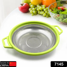Stainless Steel Colander with Handle, Large Metal Green Strainer for Pasta, Spaghetti, Berry, Veggies, Fruits, Kitchen Food Colander, Dishwasher Safe - justgrabit.in | Just Grab It