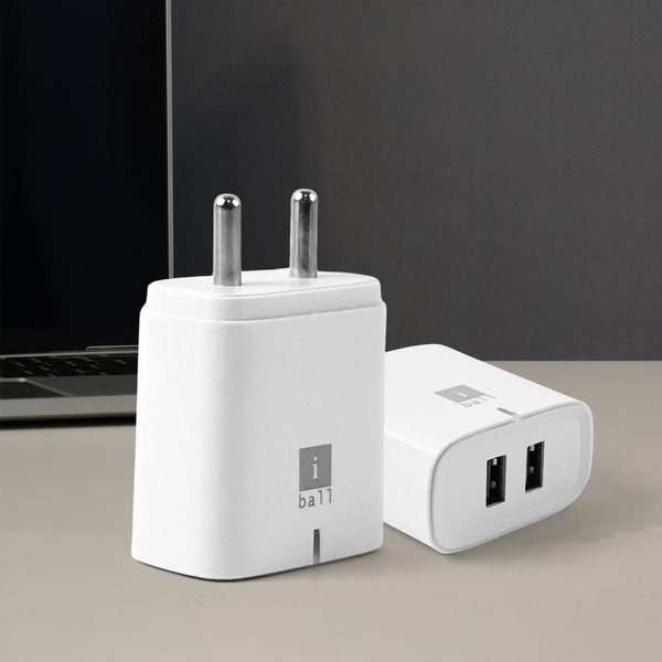 iBall Dual USB Wall Charger 5V/3.1A – High - Speed Dual Port Fast Charging (1 Pc) - justgrabit.in | Just Grab It