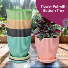Plastic Flower Pot with Bottom Tray (5 Pcs Set) - justgrabit.in | Just Grab It