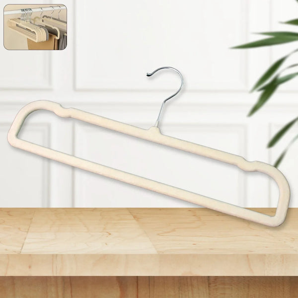Premium Velvet Non - Slip Cloth Hanger with Metal Hook (1 Pc) - justgrabit.in | Just Grab It