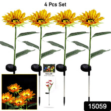 Garden Solar Sunflower Outdoor LED Light Inserted Ground Simulation Plant (4 Pcs Set) - justgrabit.in | Just Grab It