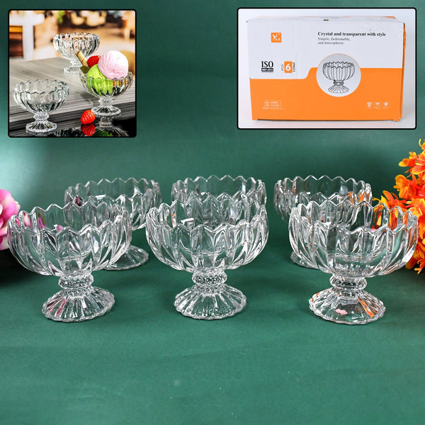 Glass Ice Cream Bowls Glass Dessert Cups for Sundae (6 pcs / 120ml) - justgrabit.in | Just Grab It