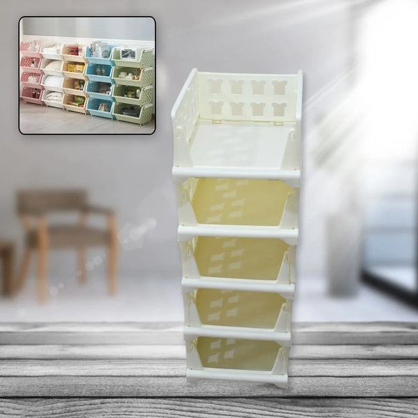 5 Layer Stackable Multifunctional Storage,for Clothes Foldable Drawer Shelf Basket Utility Cart Rack Storage Organizer Cart for Kitchen, Pantry Closet, Bedroom, Bathroom, Laundry (5 Layer 1 Pc) - Justgrabit Inc.