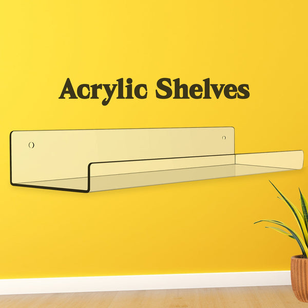 Acrylic Shelves, Clear Shelves Wall Mounted (38×11 Cm / 1 pc / With 2 Screw) - justgrabit.in | Just Grab It