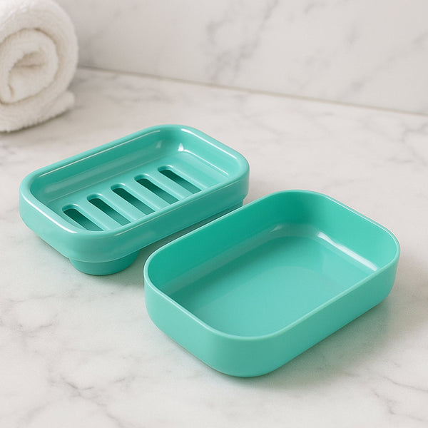 Premium Quality Rectangular Aqua Green Plastic Soap Case (1 Pc) - justgrabit.in | Just Grab It