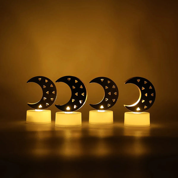 Decorative Moon Shaped Flameless LED Candles (4 Pc) - justgrabit.in | Just Grab It