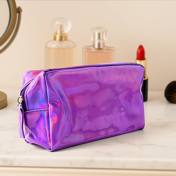 Holographic Shiny Waterproof Travel Cosmetic Pouch (1 Pc) - justgrabit.in | Just Grab It