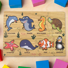 Seawater Animal Wooden Puzzle Learning Educational Board (1 Set) - justgrabit.in | Just Grab It