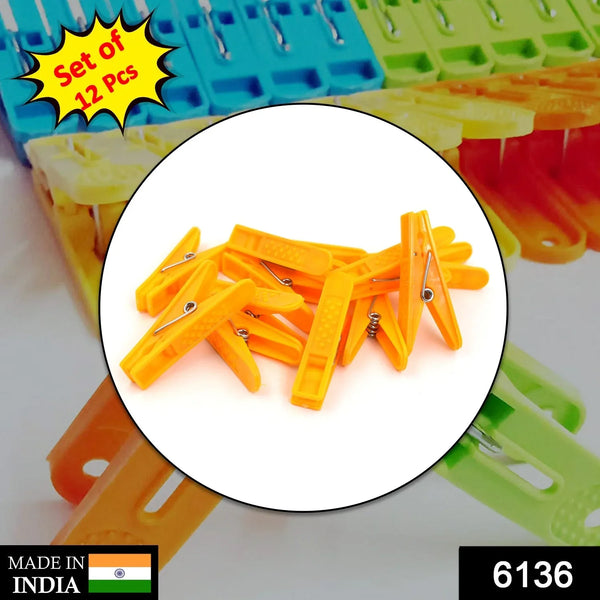 12 Pc Set Cloth Clip used in all kinds of household and official places for holding cloths and stuffs purposes. - Justgrabit Inc.