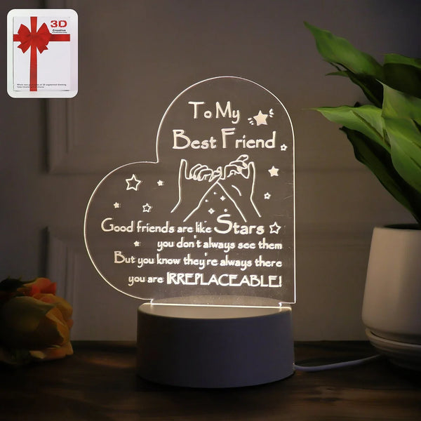 Heart Shape 3D LED Acrylic Night Lamp (1 Pc) - justgrabit.in | Just Grab It
