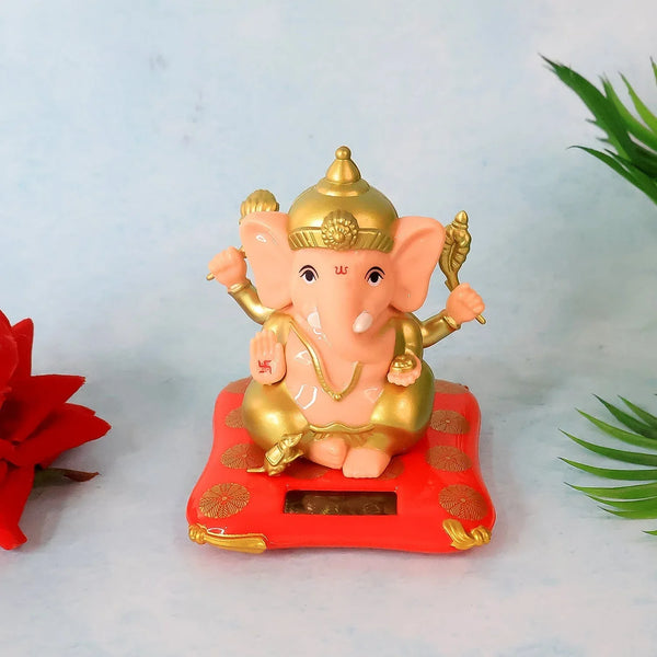 Decorative Medium Lord Ganesh Idol Decorative Statue with Solar - Powered Base (1 Pc) - Justgrabit Inc.