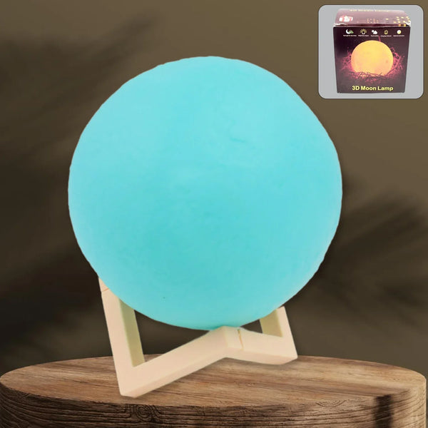 Moon Night Lamp Blue Color with Plastic Stand (15 x12 Cm / 1 Pc) - justgrabit.in | Just Grab It