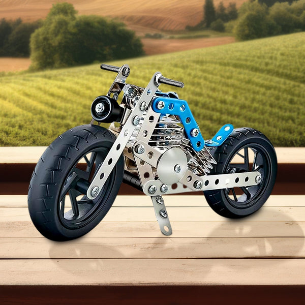 Metal Bike Creative Mechanical Construction Engineering Kit 140 Part Bike Tool - justgrabit.in | Just Grab It