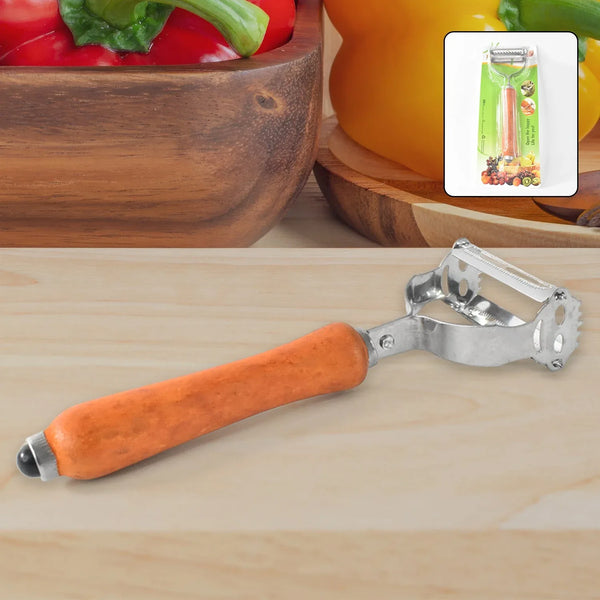 Vegetable and Fruit Peeler with Wooden Handle (1 Pc) - Justgrabit Inc.