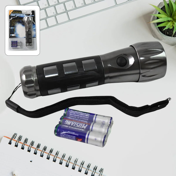 Aluminium Led/Xenon rubber grip Handtourch (3*1.5V AAA batteries / Not Included) - justgrabit.in | Just Grab It