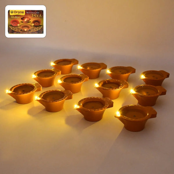 Flower Water Sensor Diyas for Diwali Decoration, Diwali (12 Pcs Set) - justgrabit.in | Just Grab It