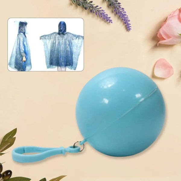 Disposable Raincoat for Kids with Hood and Attachable Round Case, Clear Plastic Raincoats for Emergency, Girls, Boys Disposable Emergency Ball Raincoat For Traveling and Outdoor Activities (1 Pc / Multicolor) - Justgrabit Inc.