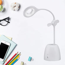 Rechargeable LED, LED Desk Lamp with Pen Container Fan, Interior Lighting for Study, Children's Room, Bedroom or Office, Perfect for Emergency, Study, Reading and Home USB Cable Included - justgrabit.in | Just Grab It