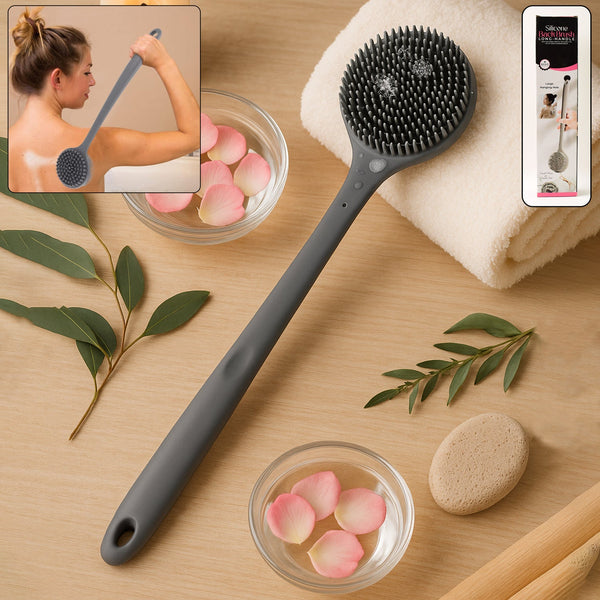 Silicone Back Scrubber Brush with Long Handle (1 Pc) - justgrabit.in | Just Grab It