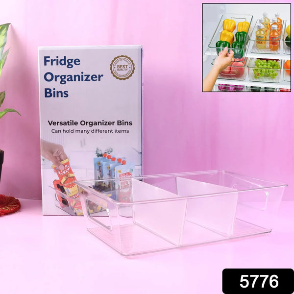 Plastic Refrigerator Organizer Bins, 1 Stackable Fridge Organizers with Handle, Clear Organizing Food Fruit Vegetables Pantry Storage Bins for Freezer kitchen Cabinet Organization and Storage (1 Pc Mix Color) - Justgrabit Inc.