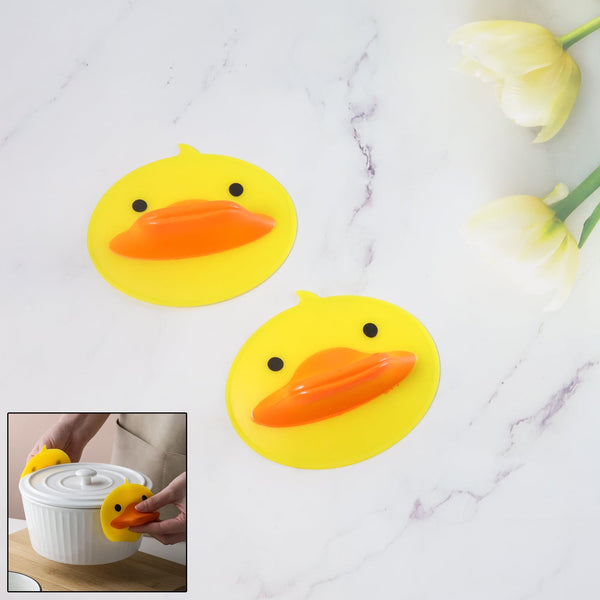 Cute Duck Shape Silicone Hot Pot Holder (2 Pc) - justgrabit.in | Just Grab It