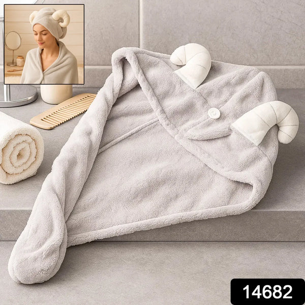 Cute Animal Ear Hooded Hair Drying Towel Wrap (1 Pc) - Justgrabit Inc.